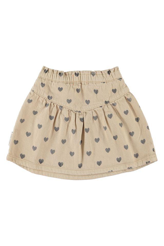 short skirt beige w black hearts