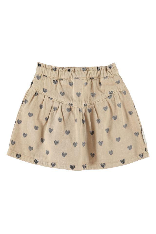 short skirt beige w black hearts - 0