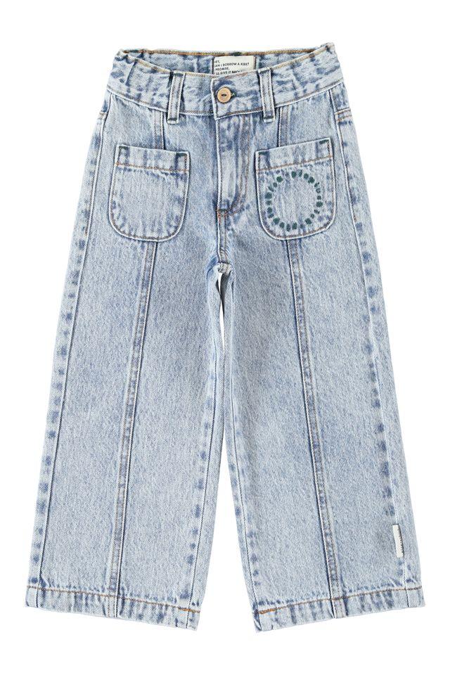 flare trousers fadded light blue denim