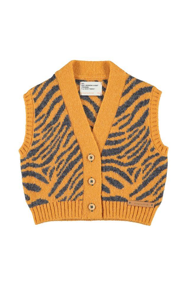 knitted waistscoat orange w zebra print
