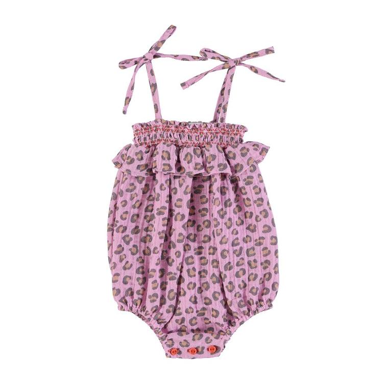 Baby romper lilac animal print