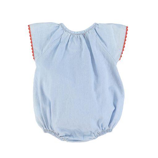 Baby romper w butterly sleeves light blue - 0