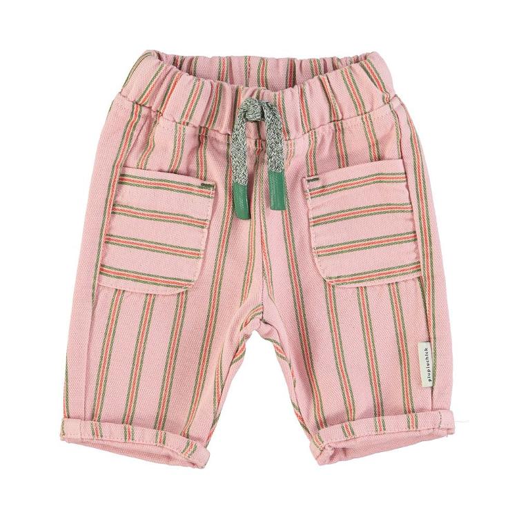 Baby trousers light pink w multicolor stripes