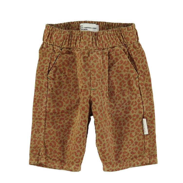 Baby trousers olive & brick animal print