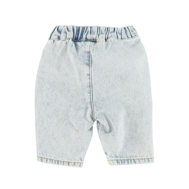 baby trousers washed blue denim - 0
