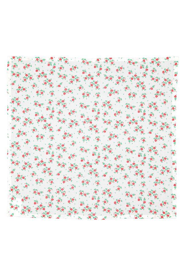 Bandana ecru w red flowers allover