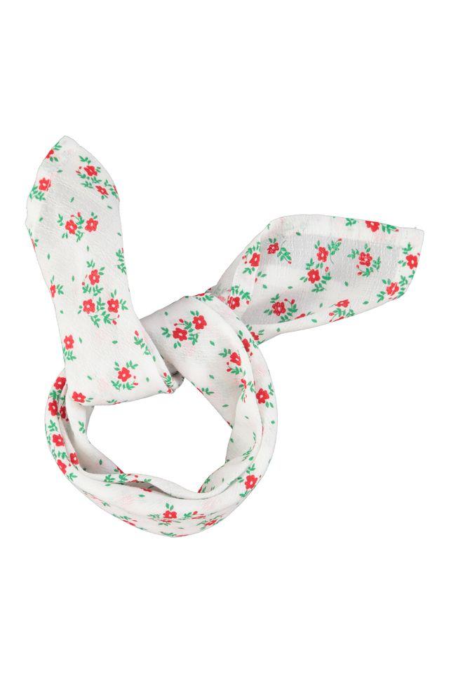 Bandana ecru w red flowers allover
