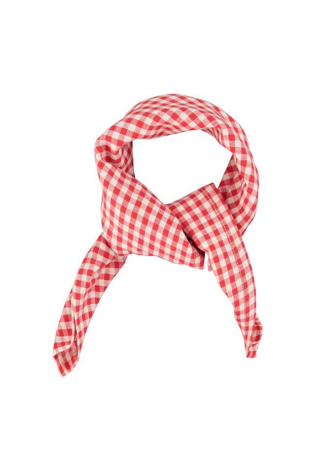 Bandana res & ecru checkered