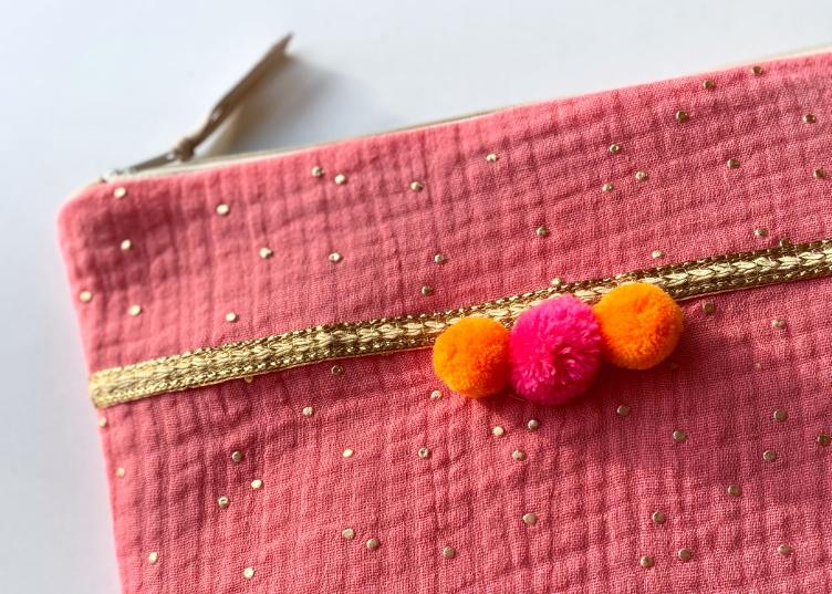 Beautybag glitter coral
