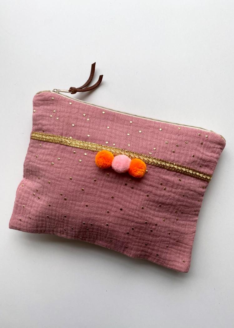 Beautybag glitter old rose