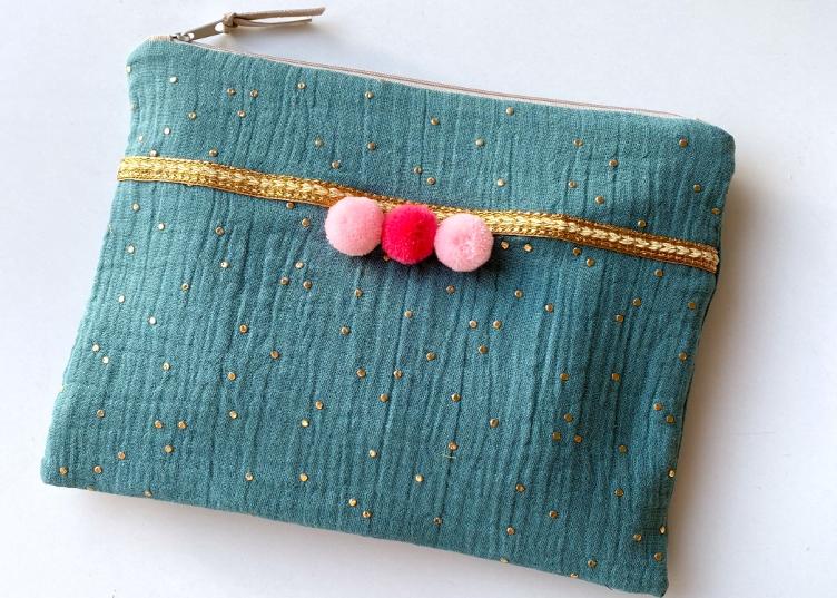Beautybag glitter petrol