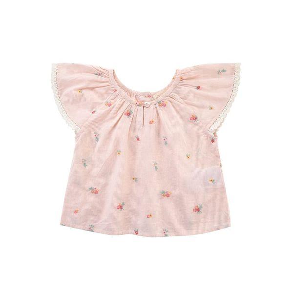 Blouse Antonia Pink Bouquet Stripes