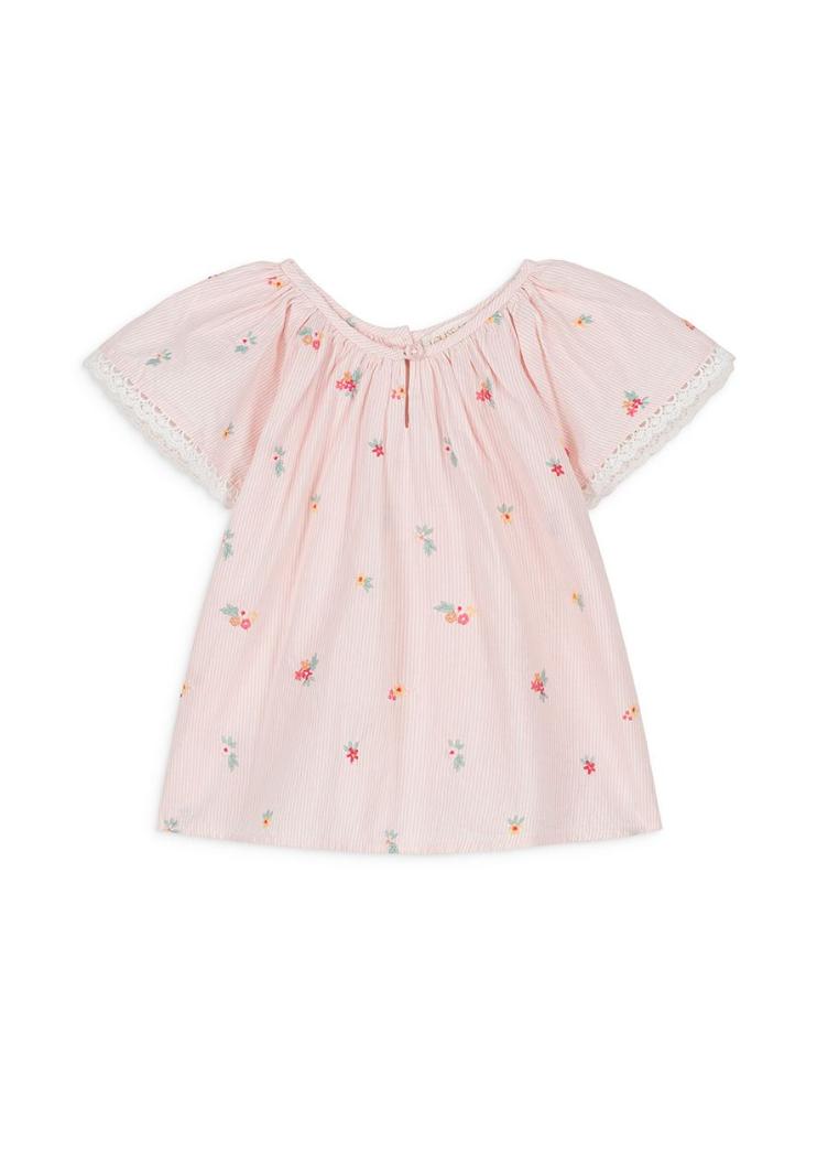 Blouse Antonia Pink Bouquet Stripes