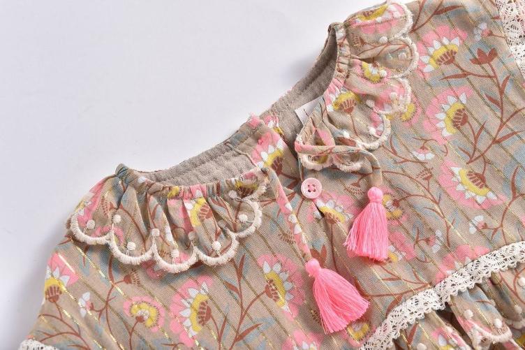 Blouse Gaita Khaki folk flowers - 0