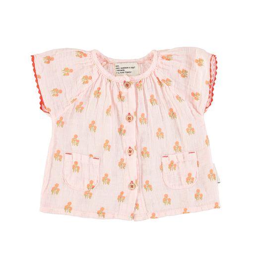 Blouse w butterfly sleeves light pink w flowers