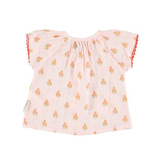 Blouse w butterly sleeves light pink w flowers - 0