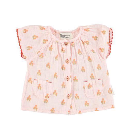 Blouse w butterly sleeves light pink w flowers