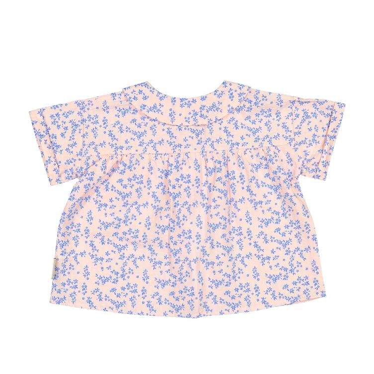 Peter Pan collar vlouse light pink blue little flowers