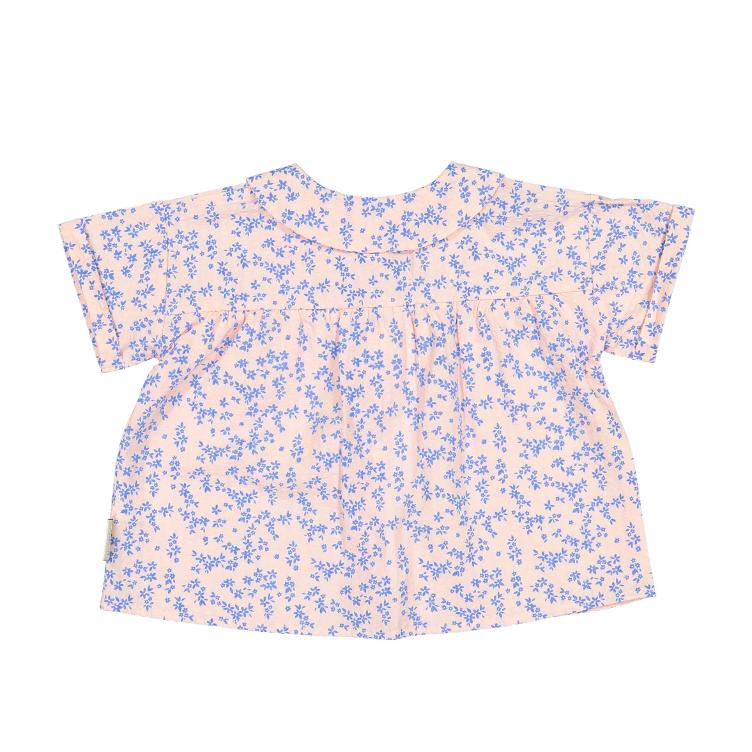 Peter Pan collar vlouse light pink blue little flowers