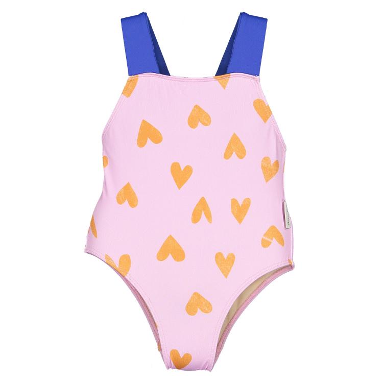 Swimsuit large straps lavander orange hearts