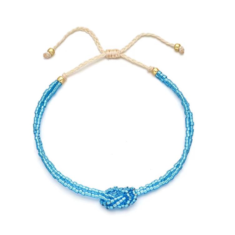 Bracelet Chräleli mit Knopf blau