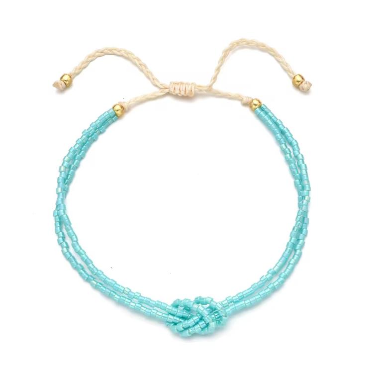 Bracelet Chräleli mit Knopf hellblau