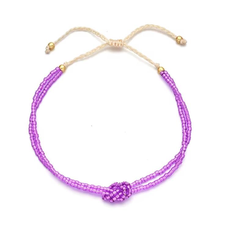 Bracelet Chräleli mit Knopf lila