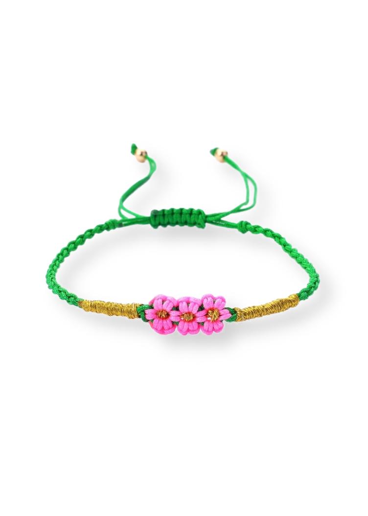 Bracelet flower pink fluo