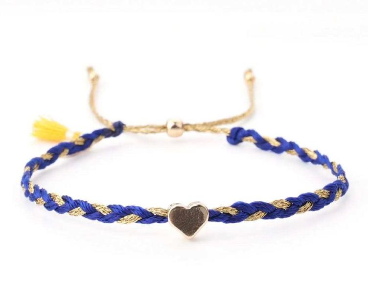 Bracelet geflochten mit Herz blau