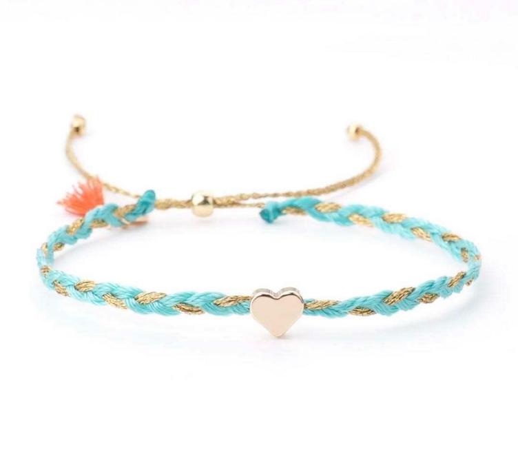 Bracelet geflochten mit Herz mint
