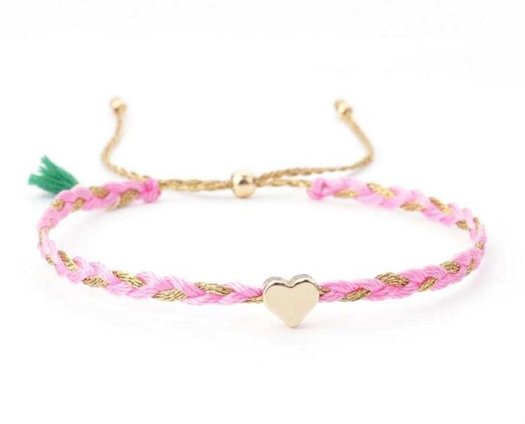 Bracelet geflochten mit Herz rosa