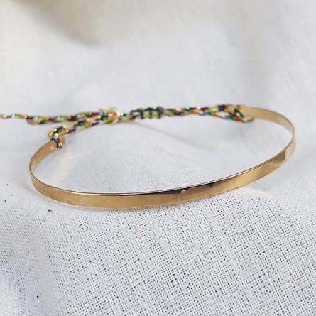 Bracelet gold mit farbigem Bändel