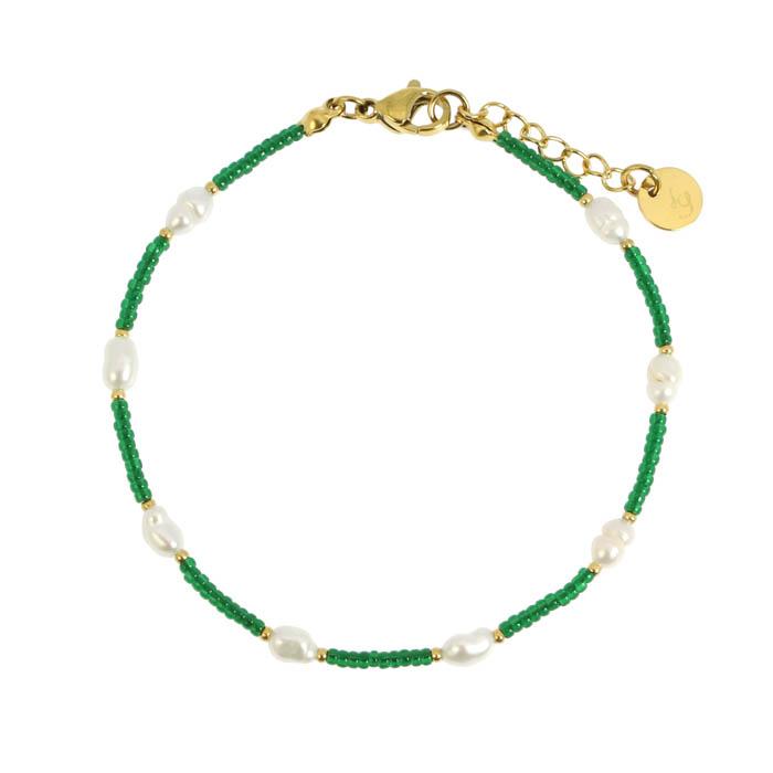 Bracelet grün mit Perlen