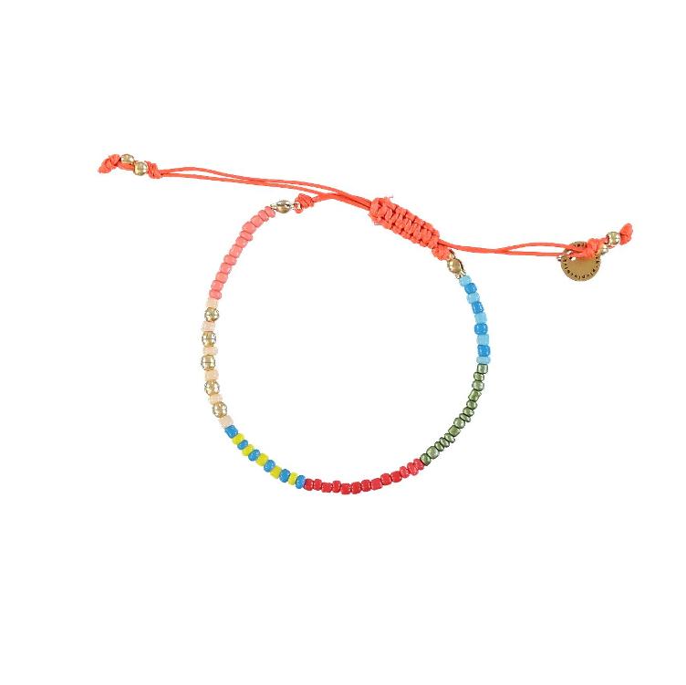 bracelet multicolor glass & gold beads one