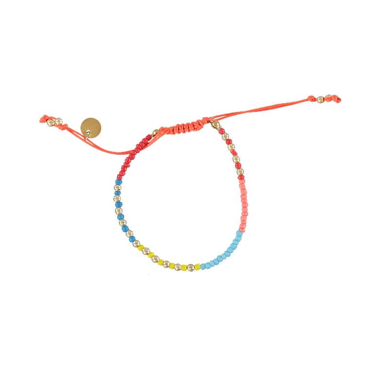 bracelet multicolor glass & gold beads two