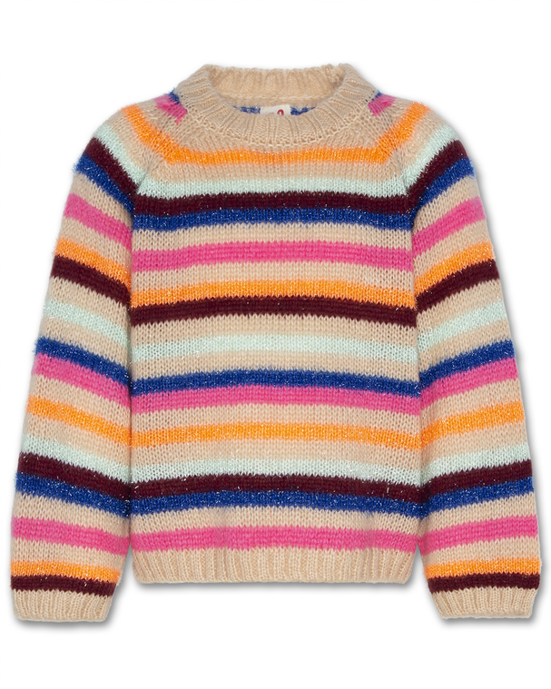 c neck multi stripe mohair