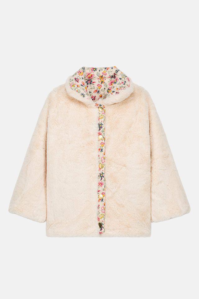 Coat Dalila cream wild flowers