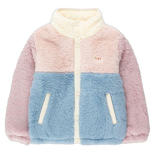 Color block polar sherpa jacket grey/soft pink
