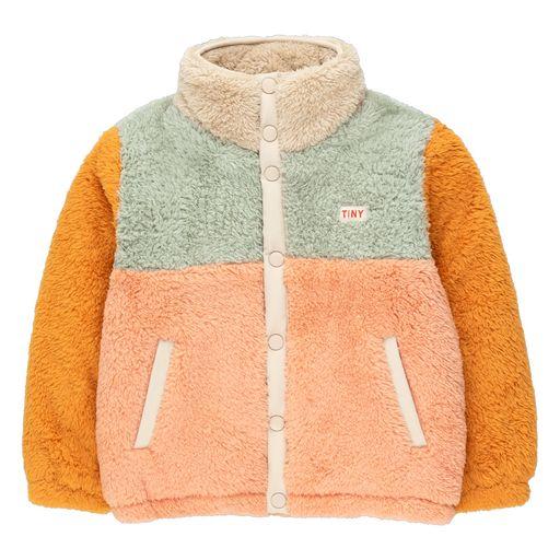 Color block polar sherpa jacket light brown/sage