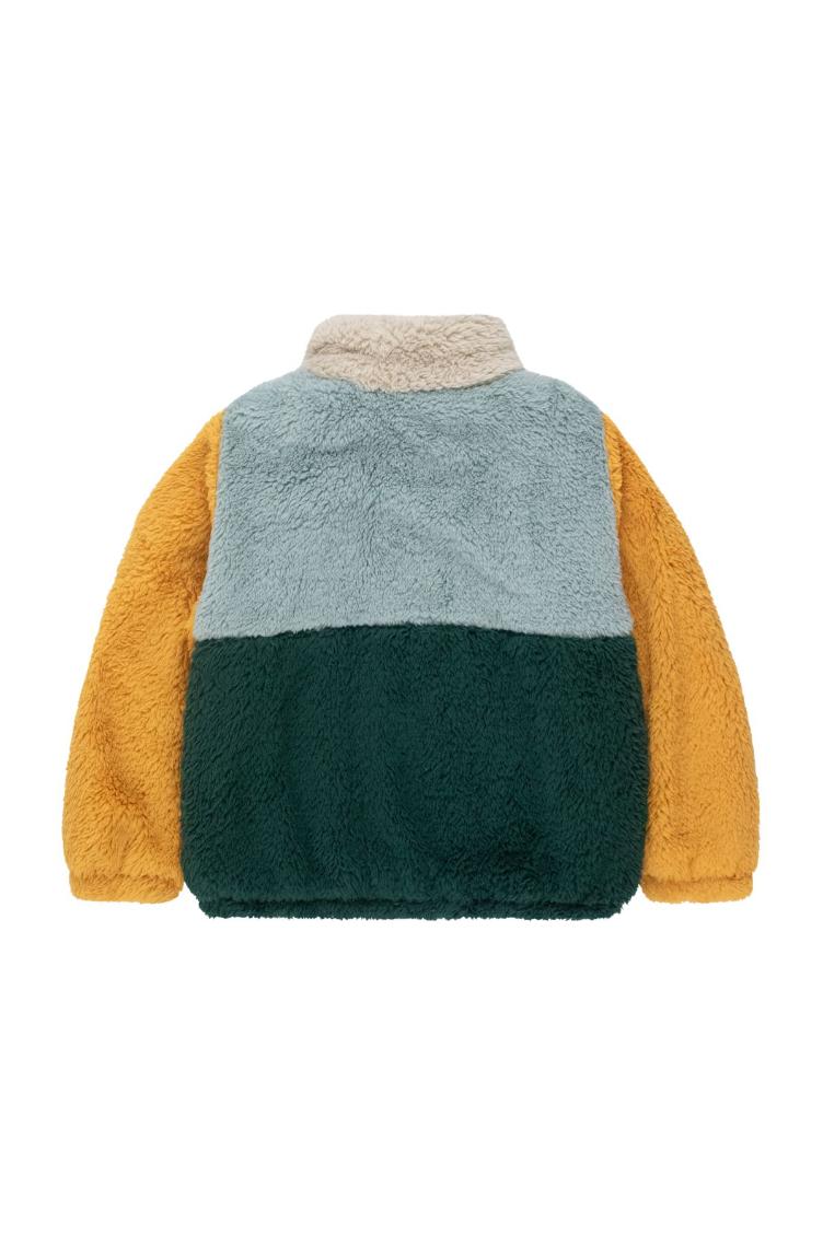 color block polar sherpy jacket warm grey - 0