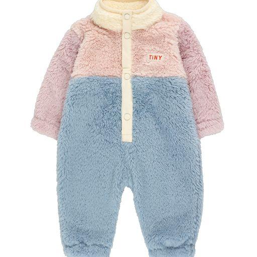 Color block sherpa one piece grey/soft pink