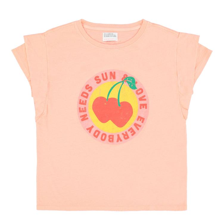double short sleeve t-shirt pink w cherries print