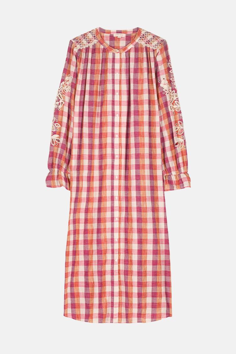 Dress Deepali cream sunset check