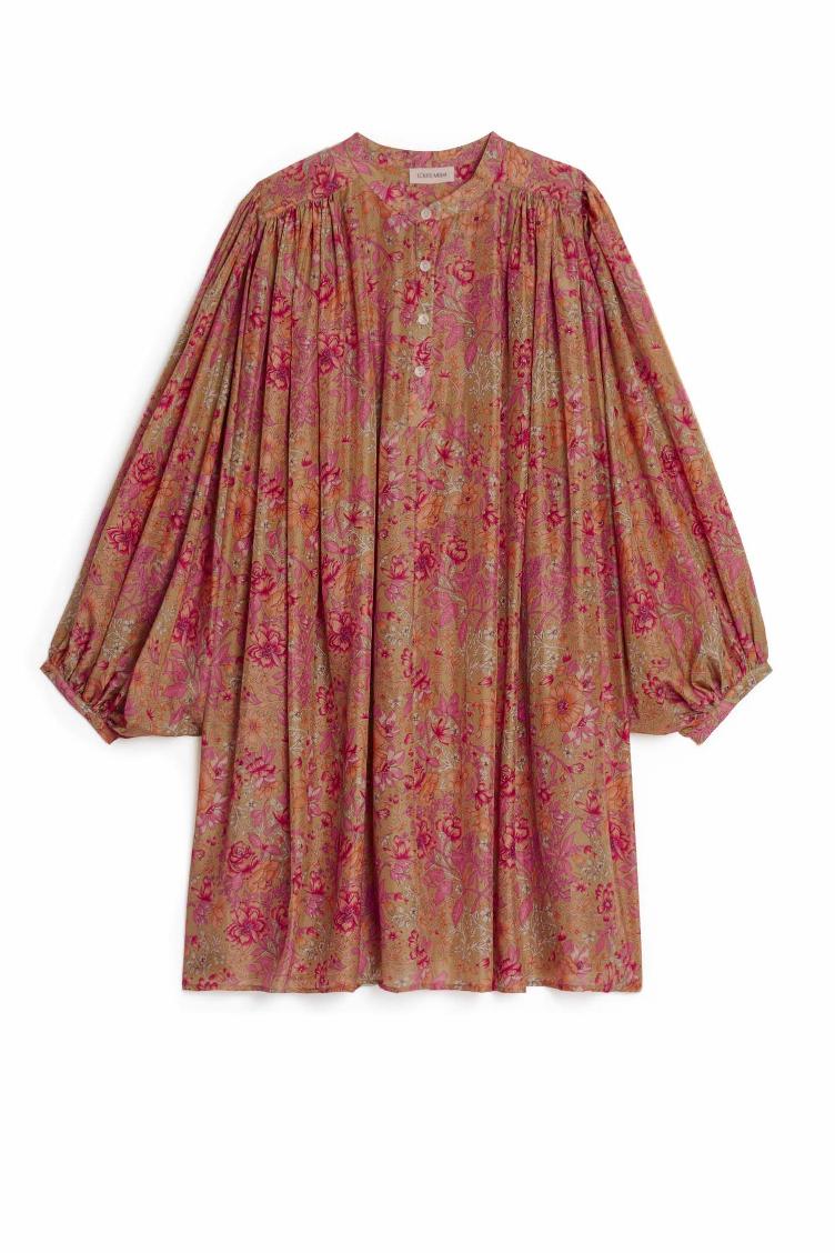 Dress Jeanette Khaki multiflowers