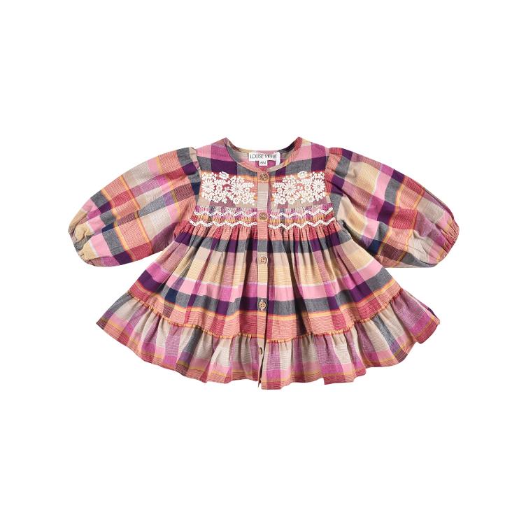 Dress Massilia fuchsia tartan roads