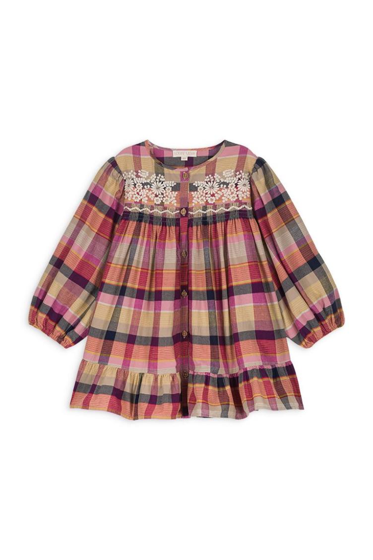 Dress Massilia fuchsia tartan roads