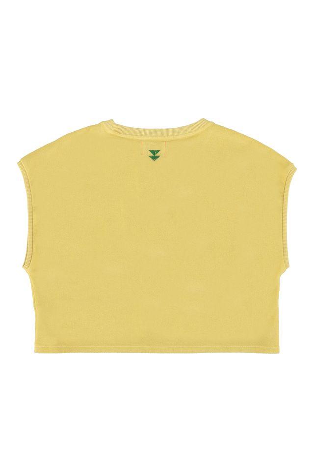 Fitted sleeveless tshirt sand w `dance club` print - 0