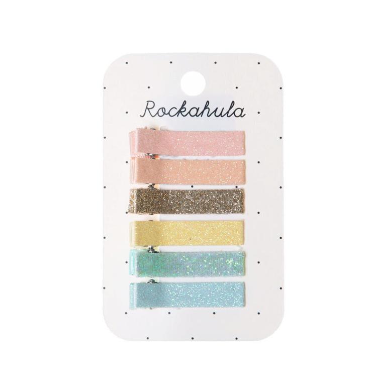Glitter rainbow bar clips