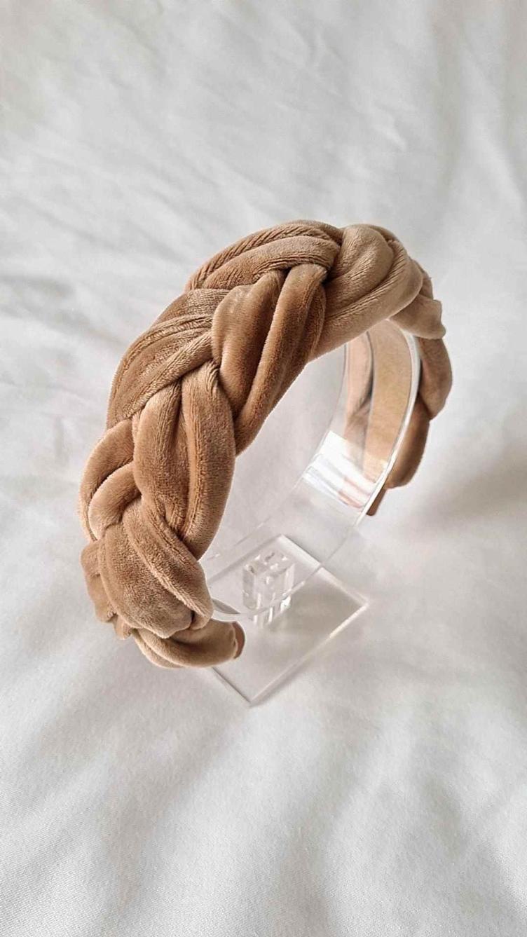 Haarreif braided velvet cocoa