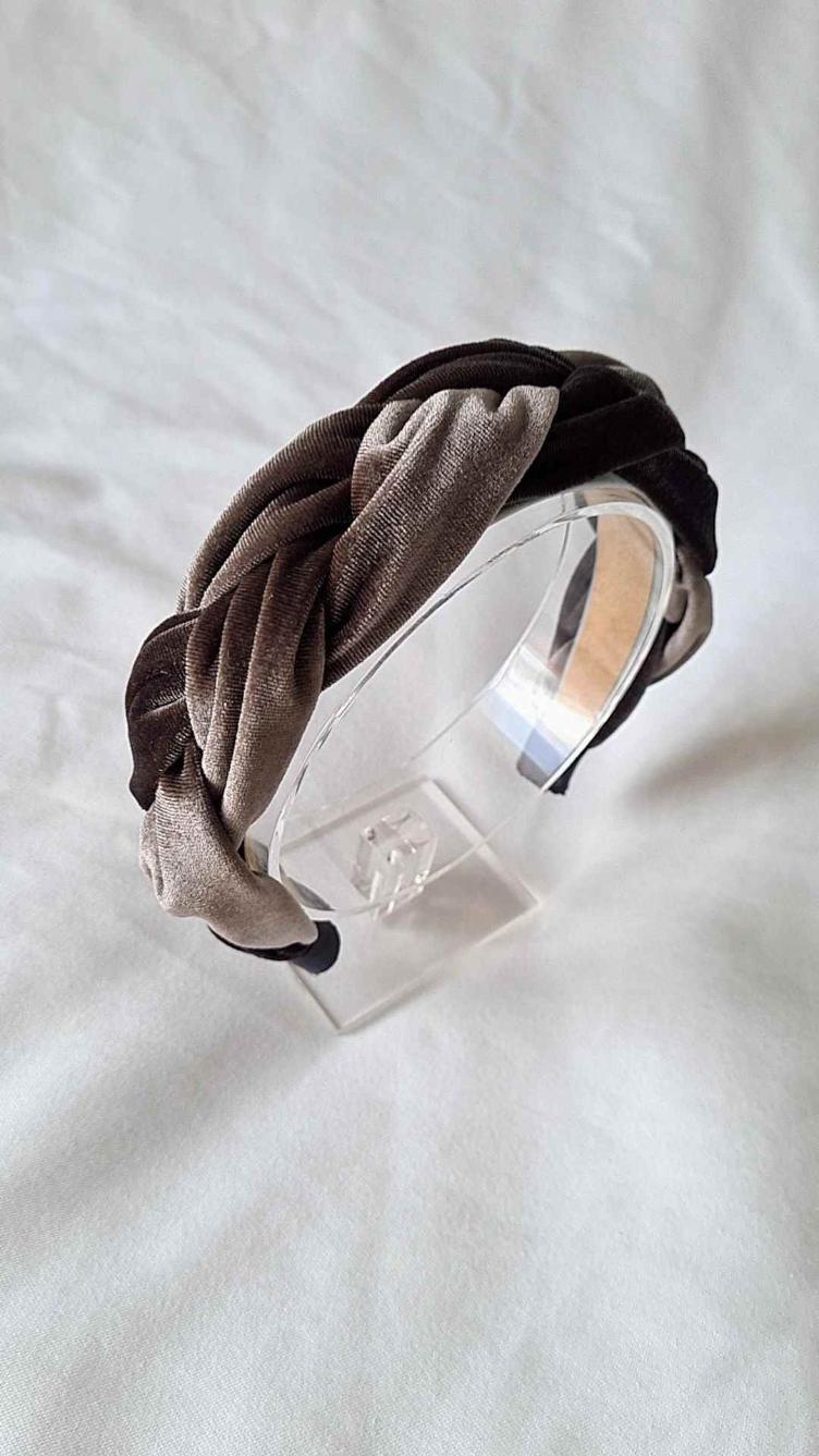 Haarreif braided velvet grey